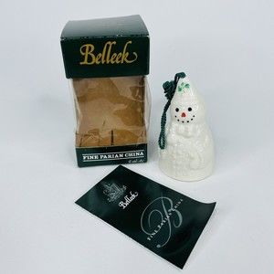 Belleek Porcelain Carnival Balloons Snowman Bell Ornament Made in Ireland B2260